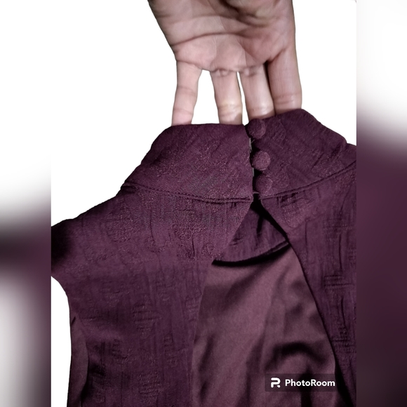 New Anthropologie Jumpsuit Eva Franco textured mock neck plum color size XS - Picture 9 of 17
